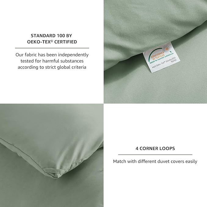 CozyLux Sage Green Comforter Set King Size, 3 Pieces Solid Breathable Quilted Style Bedding Sets, Luxury Fluffy Soft Microfiber Comforter for All Season(1 Comforter & 2 Pillowcases) - LeafyLoom