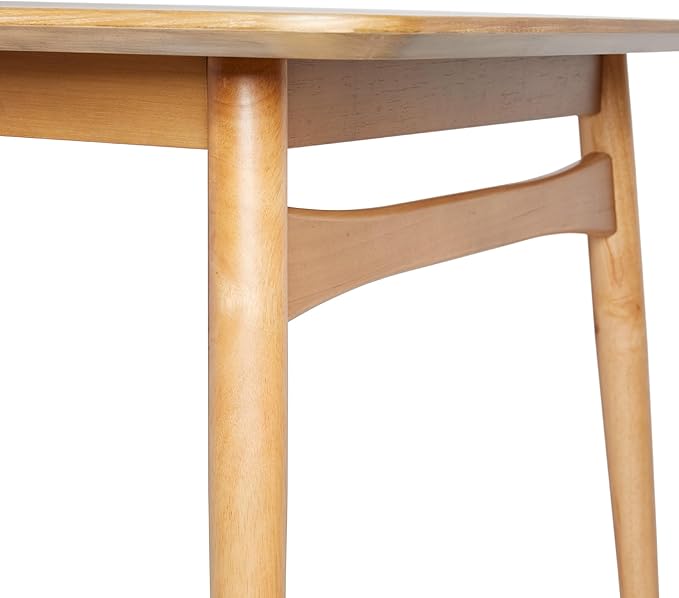 Walker Edison Mid-Century Modern Solid Wood Tapered-Leg Dining Table, 59 Inch, English Ash - LeafyLoom