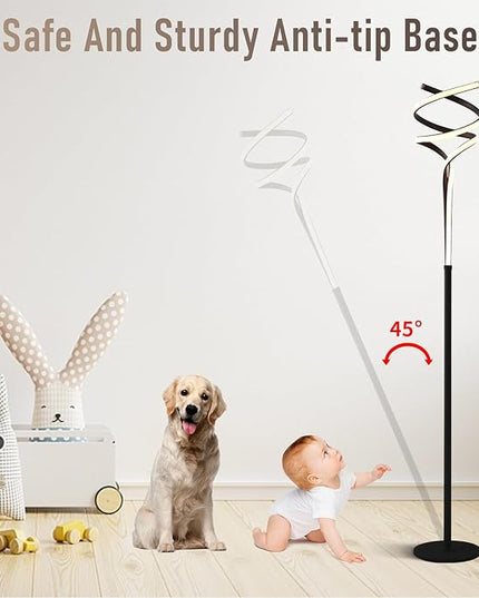 Floor Lamp,LED Modern Floor Lamps for Living Room,2500LM/40W-3-Color/Endless Dimmable Remote Control Standing Lamp,63" Black Floor Lamp for Living Room Bedroom Office. - LeafyLoom