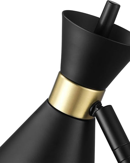 Globe Electric 61000056 16" Desk Lamp, Matte Black Finish, Matte Brass Accents, Pivot Joint, On/Off Rotary Switch on Socket, E26 Base Bulb, Lamp for Living Room, Home Office, Home Improvement - LeafyLoom