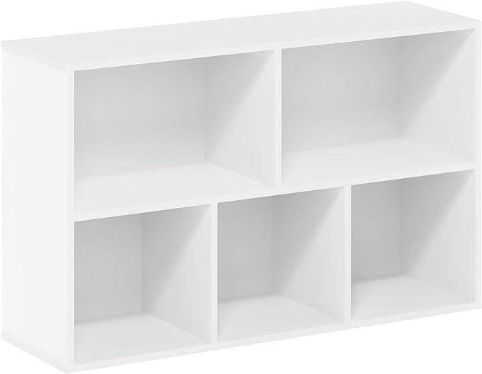Furinno Luder Bookcase / Book / Storage , 5-Cube, White - LeafyLoom