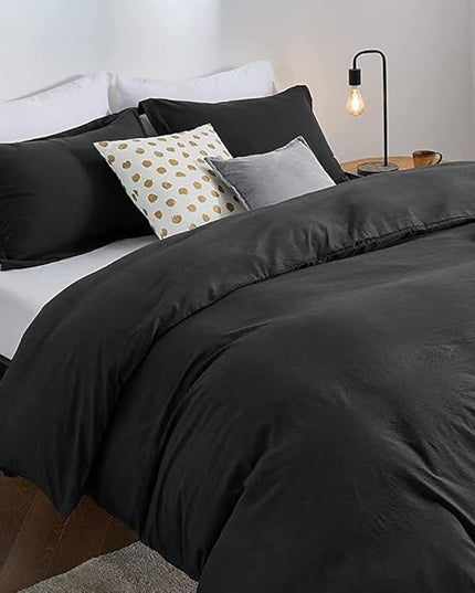 ETDIFFE King Size Black Comforter Set, 3 Piece Aesthetic Modern Gothic Bedding Set - Soft & Lightweight All Season Microfiber Down Alternative Bed Comforter with 2 Pillow Shams for Women Men - LeafyLoom