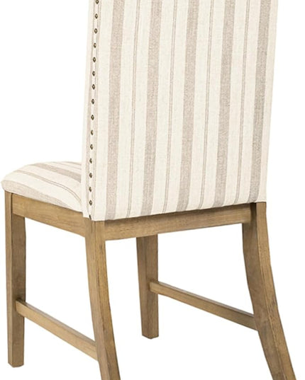 HomePop Classic Parsons Dining Chairs, Pack of 2, Taupe Stripe (Set of 2) - LeafyLoom