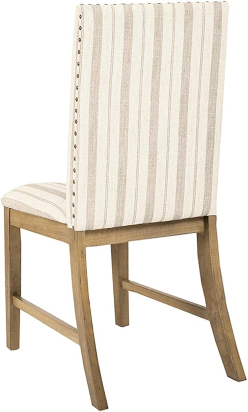 HomePop Classic Parsons Dining Chairs, Pack of 2, Taupe Stripe (Set of 2) - LeafyLoom