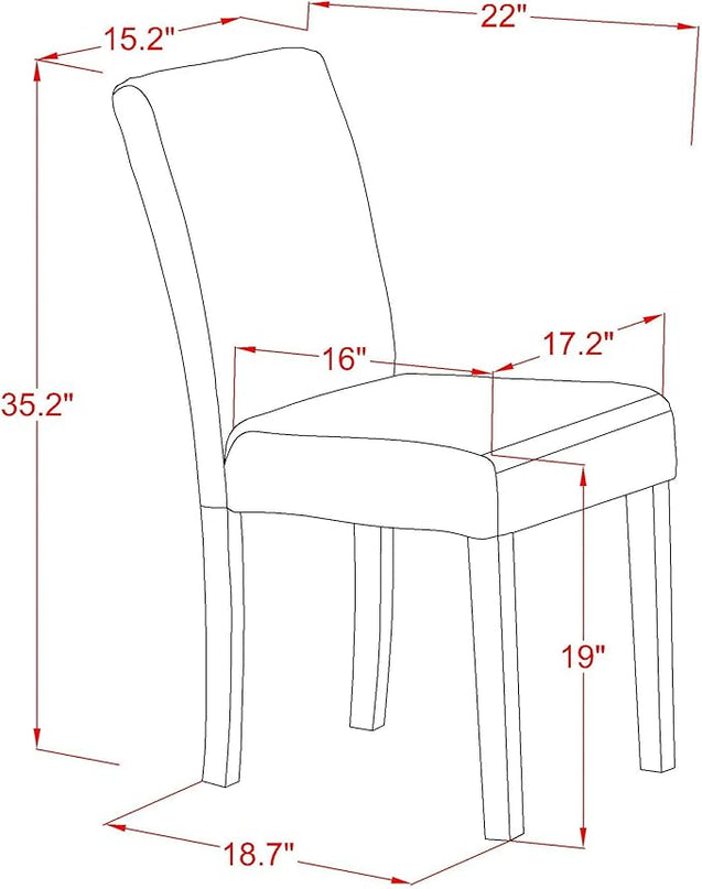 East West Furniture ANAB3-MAH-72 3 Piece Dinette Set for Small Spaces Contains a Round Kitchen Table with Pedestal and 2 Firebrick Red Faux Leather Parsons Chairs, 36x36 Inch - LeafyLoom