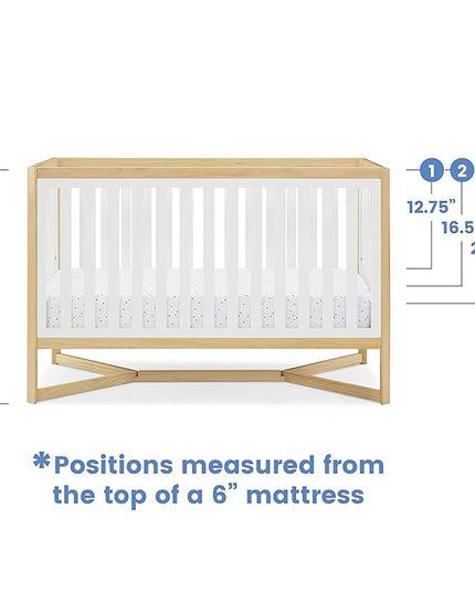 Delta Children Tribeca 4-in-1 Baby Convertible Crib + Simmons Kids Quiet Nights Crib and Toddler Mattress Made from Recycled Water Bottles/GREENGUARD Gold Certified [Bundle], Bianca White/Natural - LeafyLoom
