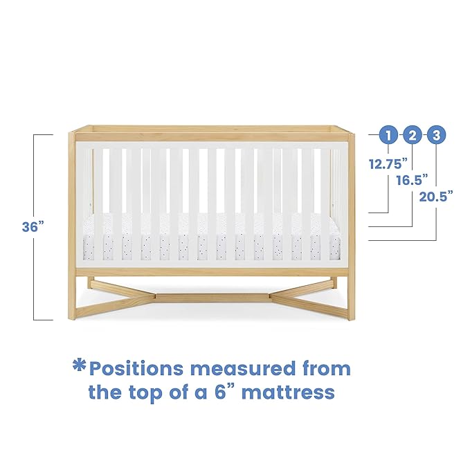 Delta Children Tribeca 4-in-1 Baby Convertible Crib + Simmons Kids Quiet Nights Crib and Toddler Mattress Made from Recycled Water Bottles/GREENGUARD Gold Certified [Bundle], Bianca White/Natural - LeafyLoom