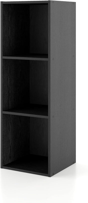 Apexa 3 Cube Storage Organizer Shelves, Stackable Wood Bookcase Fits Cubby Bins for Organization, Dorm Teen Room Decor & Home Office, Black - LeafyLoom