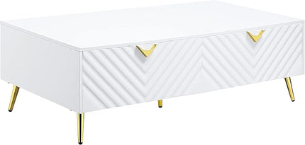 NicBex Coffee Table Wooden Coffee Table with Storage Rectangle Center Tables with Drawers Dining Table for Living Room, Dining Room, Office, and Bedroom,53" W, White - LeafyLoom