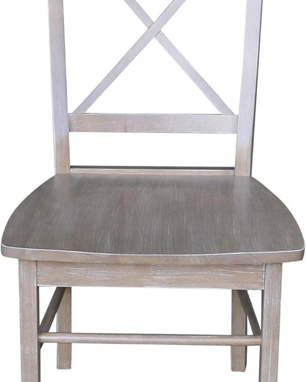 International Concepts Set of Two Dining Chairs and 42" Round Drop Leaf Table, Washed Gray Taupe - LeafyLoom