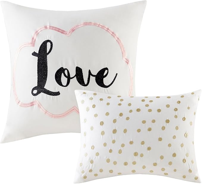 Intelligent Design Raina Twin / Twin XL Comforter Set, Soft Microfiber Comforter Set Twin, Modern Geometric Metallic Bed Set, 4 Pieces College Bedding Comforter Set with 1 Sham, 2 Toss Pillows Blush - LeafyLoom