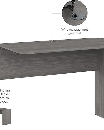 Bush Furniture Cabot 42W Shell Desk Return, 48W x 24D, Modern Gray - LeafyLoom