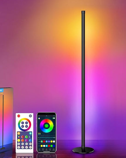 2 in 1 Dimmable Floor Lamp, Smart Corner LED Floor Lamp with App and Remote Control, 16 Million DIY Colors, Music Sync, Timer Setting Scene Modes for Bedroom, Living Room, Studio - LeafyLoom