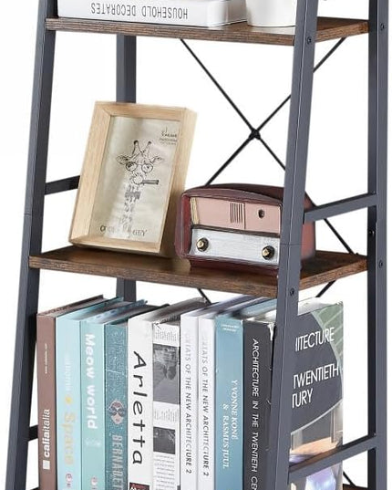 3 Tier Bookshelf, Industrial Bookcase Wood Storage Shelf with Metal Frame for Living Room, Bedroom and Office - LeafyLoom