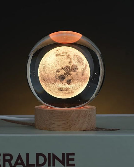 Large Crystal Ball 3D Moon Lamp Balkwan, Crystal Lamp 16 Color Changing Night Light with Remote Control for Bedroom Decor, Birthday Gift for Teens Boys and Girls, Moon Model - LeafyLoom