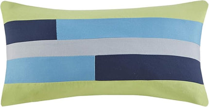 Mi Zone Cozy Comforter Set Geometric Stripes Vibrant Color Design All Season Bedding Matching Shams, Decorative Pillow, Twin/Twin XL, Pipeline Navy, 3 Piece - LeafyLoom