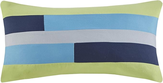Mi Zone Cozy Comforter Set Geometric Stripes Vibrant Color Design All Season Bedding Matching Shams, Decorative Pillow, Twin/Twin XL, Pipeline Navy, 3 Piece - LeafyLoom