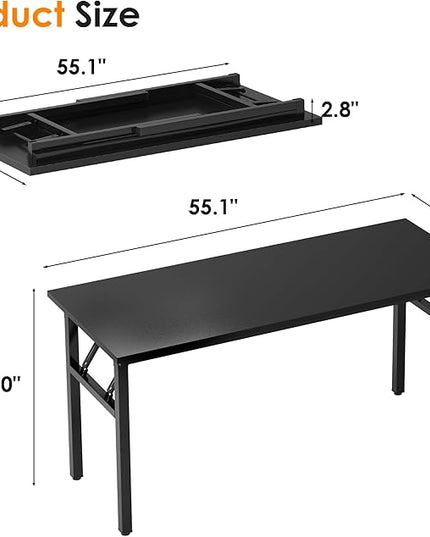 Need Computer Desk Office Desk 55 inches Folding Table with BIFMA Certification Computer Table Workstation No Install Needed, Black AC5CB-140X - LeafyLoom