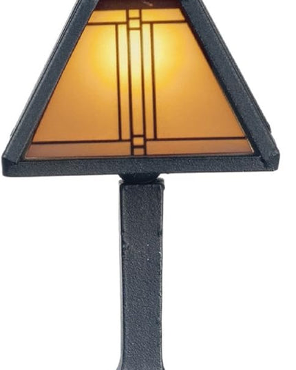 Dollhouse Miniature Craftsman Tiffany Lamp in Dark Bronze - LeafyLoom