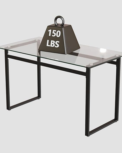 NicBex 51Inch Rectangular Dining Table,Mid-Century Kitchen Table with Tempered Glass Tabletop and Black Chrome Metal Legs for 4 to 6,Dining Room Table for Kitchen,Meeting Living Room,Transparent - LeafyLoom