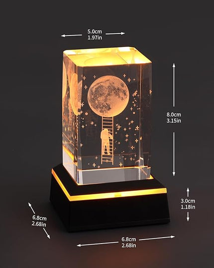 Glass Paperweight,K9 Crystal Cube with Changeable 7-Color Changing Lamp,Nice Birthday Gifts,Decent Ornament in Home and Office - LeafyLoom