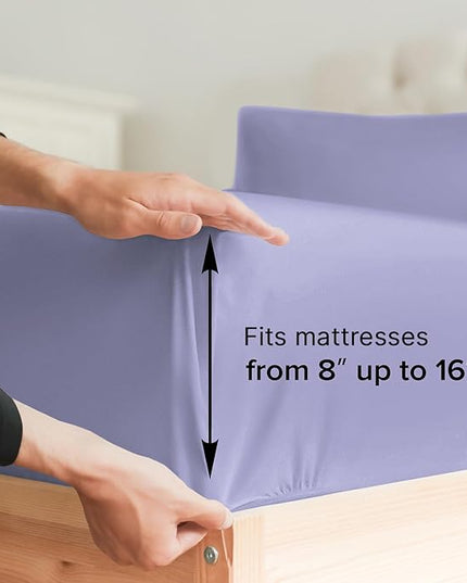 Full Size 4 Piece Sheet Set - Comfy Breathable & Cooling Sheets - Hotel Luxury Bed Sheets for Women & Men - Deep Pockets, Easy-Fit, Extra Soft & Wrinkle Free Sheets - Lavender Oeko-Tex Bed Sheet Set - LeafyLoom