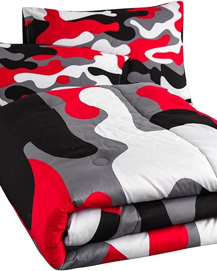 Meeting Story Camouflage Bedding Set, Colorful Pattern Style Comforter Set, 3 PCS One Comforter and Two Pillowcases in One Bag, All Season Bedspread for Boys Teens Adults (Black, Full) - LeafyLoom
