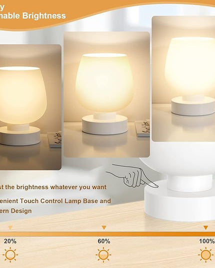 Kakanuo Touch Bedside Lamps Set of 2, Small Table Lamps for Bedroom, 3 Way Dimmable Nightstand Lamps with Modern Design, Small Desk Lamps for Living Room and Office - Bulb Included, Pack of 2 - LeafyLoom