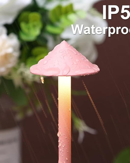 2-Pack 6000mAh Rechargeable LED Table Lamps,Outdoor Cordless Table Lamp Waterproof Portable, 3-Color Stepless Dimmable Modern Lamp for Restaurant/Bedroom(Pink) - LeafyLoom
