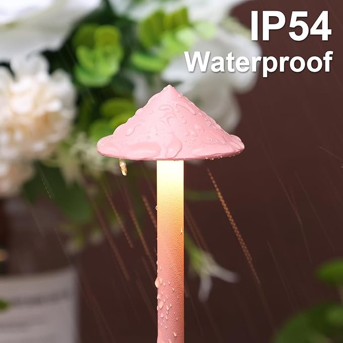 2-Pack 6000mAh Rechargeable LED Table Lamps,Outdoor Cordless Table Lamp Waterproof Portable, 3-Color Stepless Dimmable Modern Lamp for Restaurant/Bedroom(Pink) - LeafyLoom