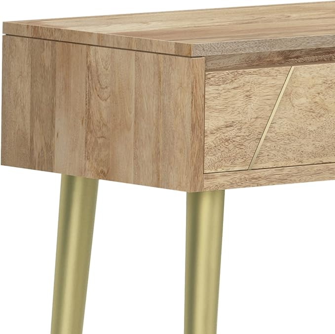 SIMPLIHOME Jager SOLID MANGO WOOD and Metal 48 Inch Wide Contemporary and Mid century Console Table in Natural, for The Living Room, Entryway and Bedroom - LeafyLoom