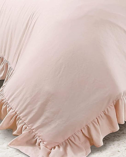 Lush Decor Reyna Ruffle Comforter Set - 3 Piece Cozy Ruffled Bedding Set - Timeless Elegance and Comfort for Bedroom - King, Blush - LeafyLoom