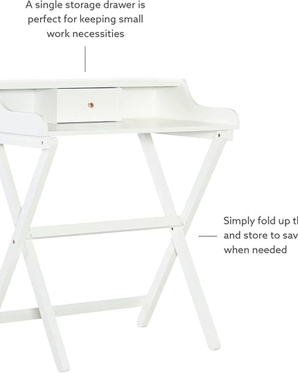 Linon Home Décor Mable White Folding Desk - LeafyLoom