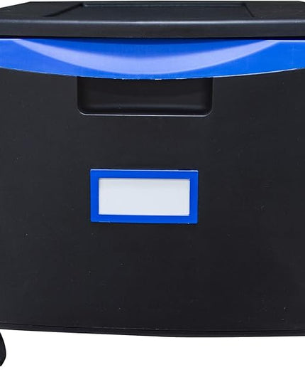 Storex 61269A01C File Cabinet, 1-Pack, Black/Blue - LeafyLoom