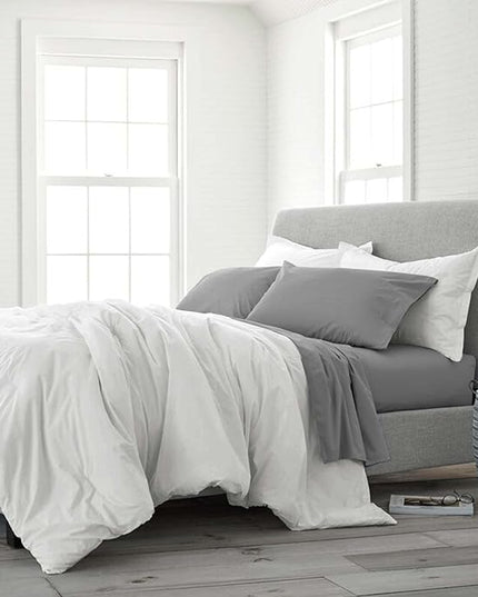 ETDIFFE White Comforter Set King Size, 3 Piece Aesthetic Modern Bedding Set - Soft & Lightweight All Season Microfiber Down Alternative Bed Comforter with 2 Pillow Shams for Women Men - LeafyLoom