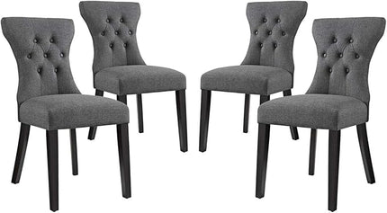 Modway Silhouette Modern Tufted Upholstered Fabric Parsons Four Dining Chairs in Gray - LeafyLoom
