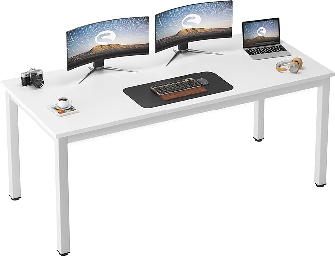Need 70.8 Inch Executive Office Desk, Large Stylish Computer Desk, Simple Study Writing Desk, Workstation Business Furniture for Home Office, White - LeafyLoom