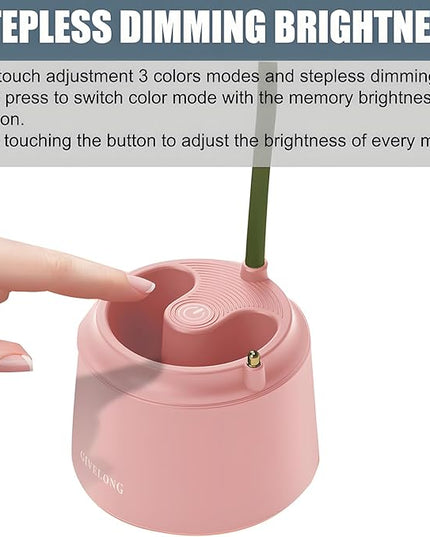 Cute LED Desk Lamp Kawaii Desk Accessories, Flower Bird Table lamp USB Rechargeable, 3 Color Modes, Stepless Dimming, Touch-Sensitive Switch Kawaii Room Decor Lamp, Eye Caring Reading Lamp (Blue) - LeafyLoom