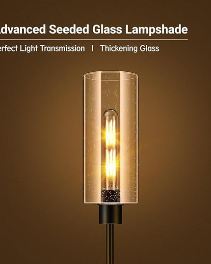 BoostArea Floor Lamp for Living Room, Modern Standing Lamp Stand Up Lamp with Seeded Glass Lampshade, Simple Design Floor Lamp Pole Lamp Tall Lamps for Bedroom, Living Room, Office, Kids Room, Reading - LeafyLoom