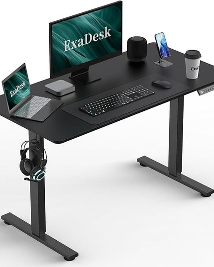 48 * 24 Inches Electric Standing Desk, Adjustable Height Sit Stand Up Desk with 3 Memory Presets, Motorized Home Office Computer Gaming Workstation Desk, Classical Black - LeafyLoom
