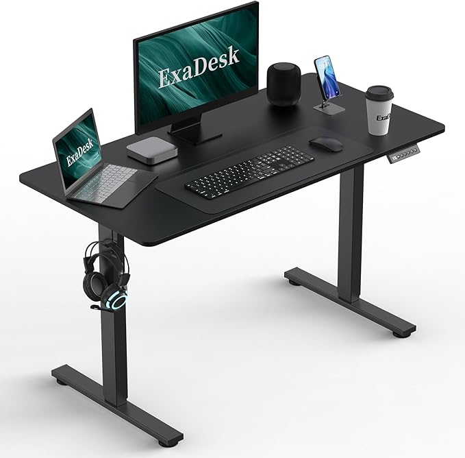 48 * 24 Inches Electric Standing Desk, Adjustable Height Sit Stand Up Desk with 3 Memory Presets, Motorized Home Office Computer Gaming Workstation Desk, Classical Black - LeafyLoom