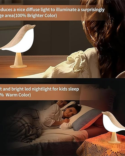 FUYUNXIN Bird Lamp Bedside Lamps - Rechargeable Cordless Table Lamp with 3 Color Temperatures and Touch Sensor - Perfect for Bedroom Nightstand (Maple) - LeafyLoom