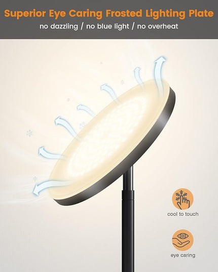 Floor Lamp,36W Bright Floor Lamp,3000LM LED Torchiere Lamp,Sky Modern LED Lamps,4 Color Temperature,Dimmable Brightness,Touch & Remote Control,Tall Standing Pole Light for Living Room,Bedroom,Office - LeafyLoom