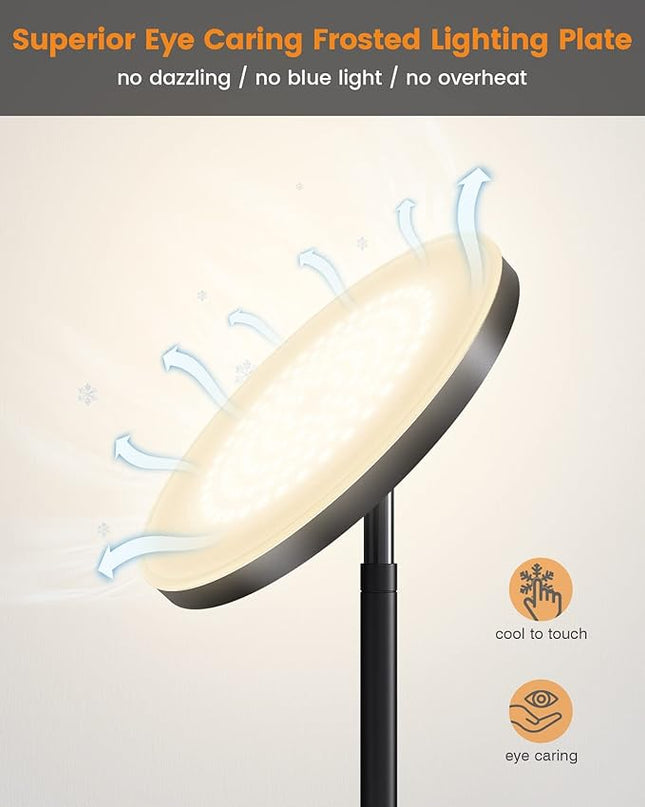 Floor Lamp,36W Bright Floor Lamp,3000LM LED Torchiere Lamp,Sky Modern LED Lamps,4 Color Temperature,Dimmable Brightness,Touch & Remote Control,Tall Standing Pole Light for Living Room,Bedroom,Office - LeafyLoom