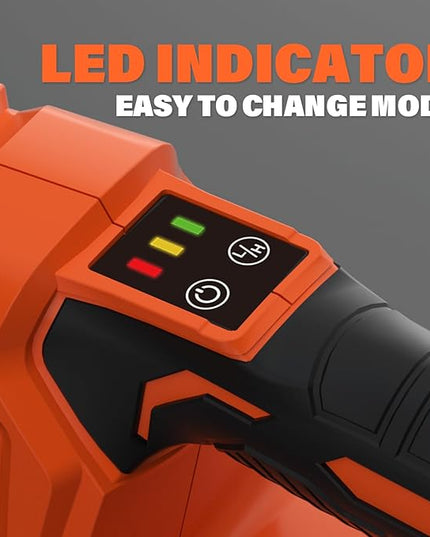 SOYUS Leaf Blower, 20V Leaf Blower Cordless with 2x2.0Ah Battery and Charger, 150 MPH Electric Leaf Blower with Two-Speed Mode, Blowers for Lawn Care, Debris Dust Cleaning(Orange) - LeafyLoom
