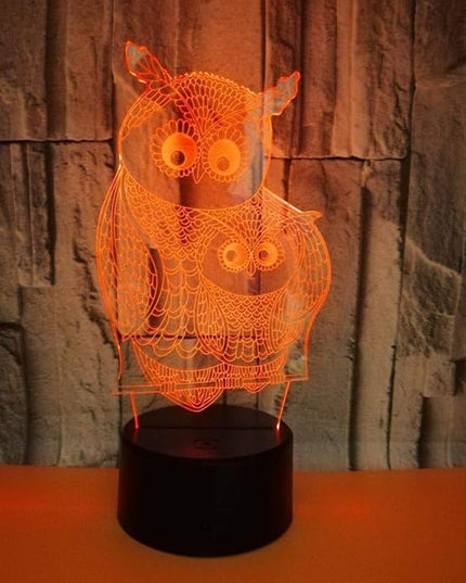 Owls 3D Night Lights Mother and Kids 7 Color Changing USB LED Table Arts Lamp for Great Kids Xmas Birthday Gifts Baby Store Office Kindergarten Decoration - LeafyLoom