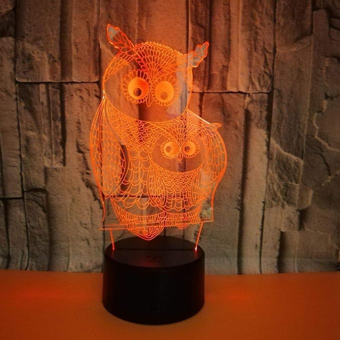 Owls 3D Night Lights Mother and Kids 7 Color Changing USB LED Table Arts Lamp for Great Kids Xmas Birthday Gifts Baby Store Office Kindergarten Decoration - LeafyLoom