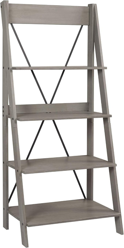 Walker Edison X Back Modern Farmhouse Wood Bookcase Bookshelf Home Office Living Room Storage, 4 Shelves, Grey - LeafyLoom