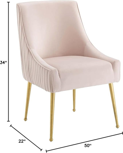 Modway Discern Pleated Back Upholstered Performance Velvet Dining Chair Set of 2, Pink - LeafyLoom