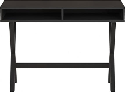Flash Furniture Dolly Computer Desk - Black Writing Desk with Open Storage Compartments - 42" Long Home Office Desk Table for Bedroom - LeafyLoom